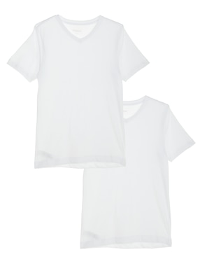 Set Playera Punto Blanco Manga Corta Para Niño