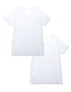 Set Camiseta Cuello V Punto Blanco Para Niño