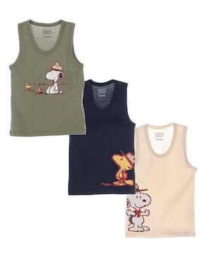 Set Camiseta Cuello Redondo Baby Creysi Peanuts Para Niño