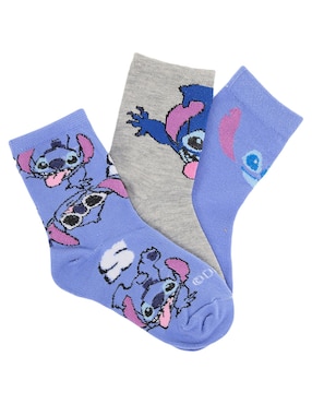 Set de calcetín Stitch Disney de algodón para niño 3 pares