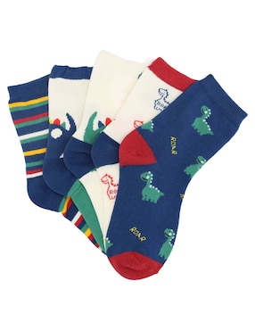 Set de calcetín dinosaurios Piquenique de algodón para niño 5 pares