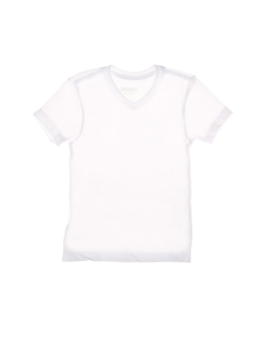 Niño con camiseta blanca en blanco