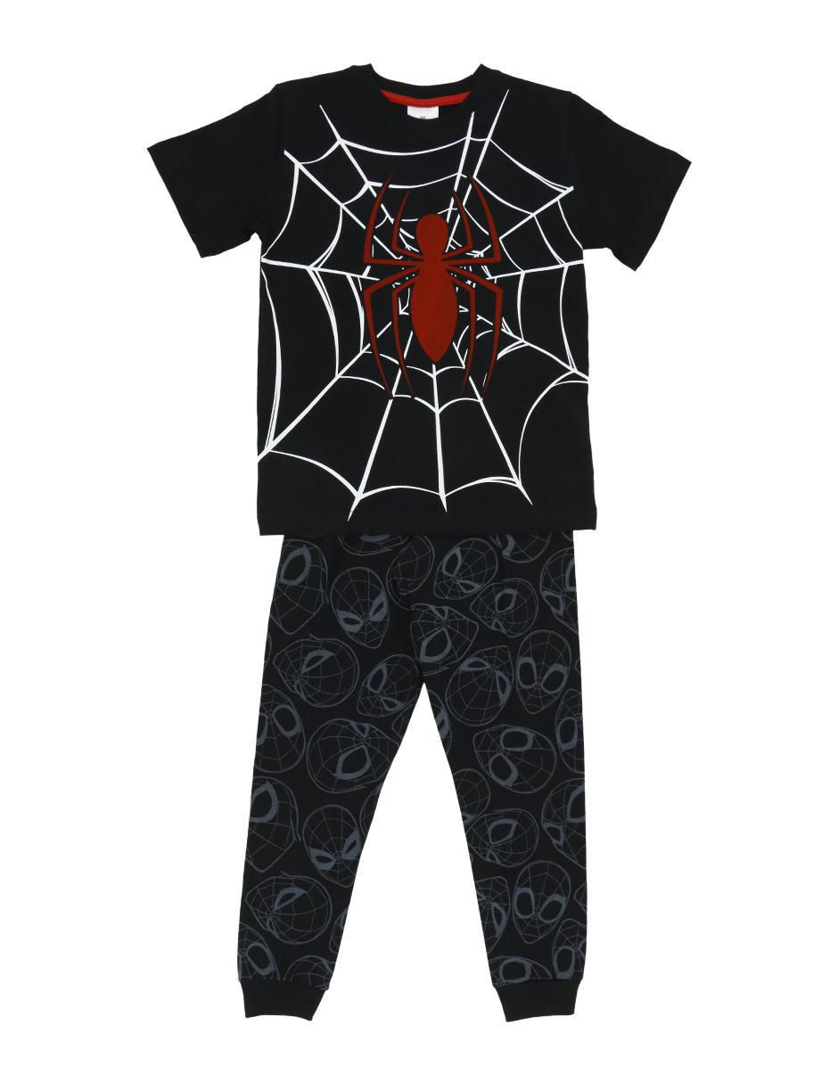 Pijama niño algodón Spiderman negro