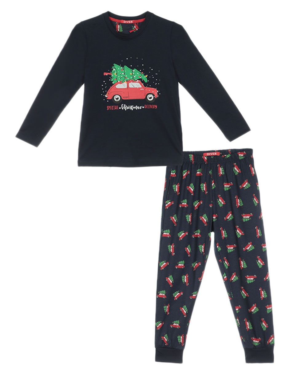 Pijama Spiderman Playera Manga Larga Pantalón con Estampado para Niño